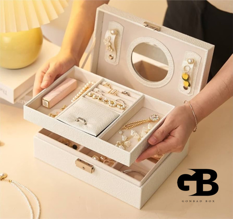 باکس جواهرات دو طبقه قفل دار وارداتی